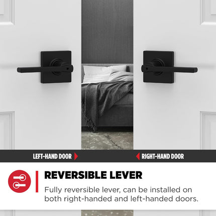 Matte Black Privacy Door Handle with Turn Lock for Bathroom Bedroom Doors
