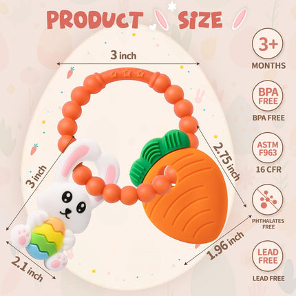 Easter Bunny Teething Toys – Silicone Egg & Carrot Baby Teether Gifts