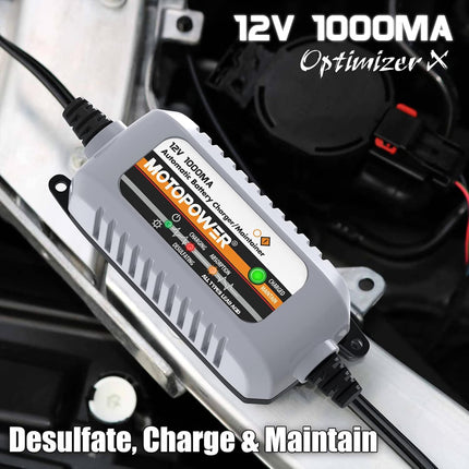 MP00205B 12V 1000mA Battery Charger – Automatic, Trickle, Maintainer, Desulfator