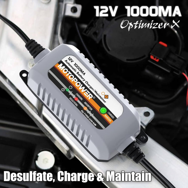 MP00205B 12V 1000mA Battery Charger – Automatic, Trickle, Maintainer, Desulfator