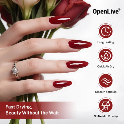Dark Red Nail Polish 16.5ml Quick Dry Long Lasting Shine Nail Art