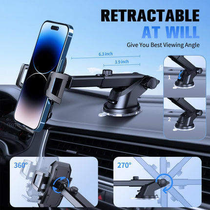 3-in-1 Car Phone Holder – Dashboard, Windshield & Vent Mount for iPhone & Samsung