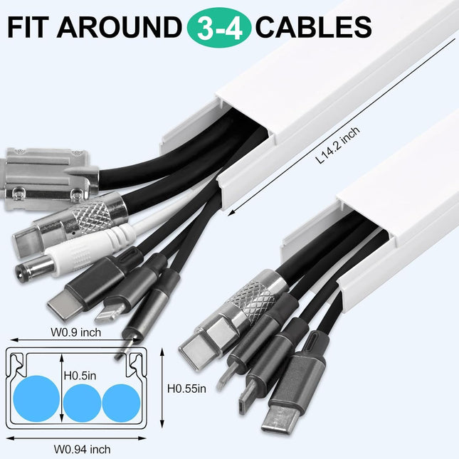 Cord Hider 85.2in – Self-Adhesive TV Cable Covers for Wall, Wire Management, White