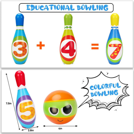 Toddler Bowling Toy Set with Soft Foam Pins for Boys & Girls Birthday Gifts