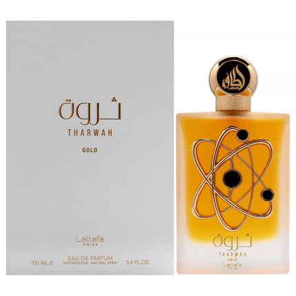 Lattafa Tharwah Gold Unisex Eau de Parfum 3.4 oz Sweet Floral Vanilla Fragrance