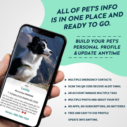 Personalized QR Code Pet Tag – Dog & Cat Collar ID with Scanned Location Alerts
