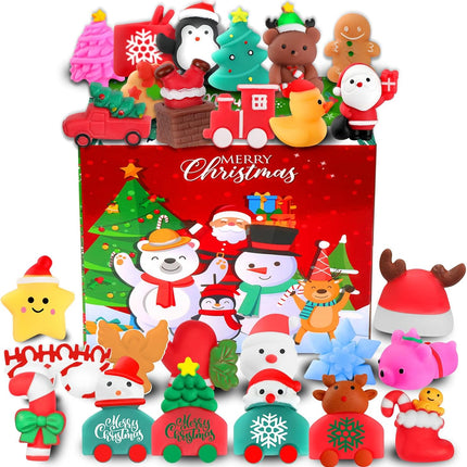 25-Pack Christmas Mochi Squishy Toys – Kawaii Animals Party Favors