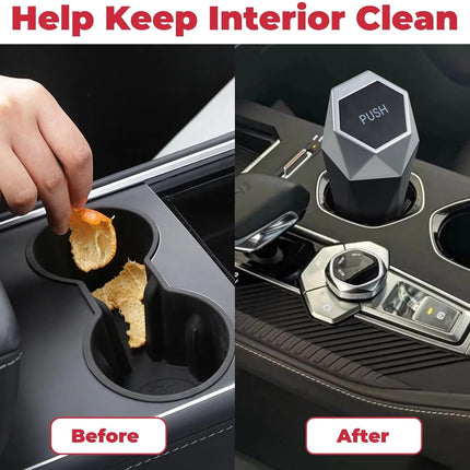 Car Trash Can with Lid, 60 Trash Bags & 2 Hooks, Small Auto Garbage Bin Organizer