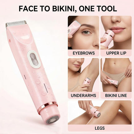 2-in-1 Bikini Trimmer Women Dual Head Electric Razor IPX7 Waterproof Shaver