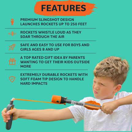 Toy Rocket Launcher for Kids – Outdoor Slingshot Rockets, Fun Gift Idea
