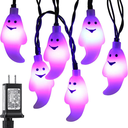 20FT 60LED Purple Ghost String Lights, Plug-In, Timer, 8 Modes, Waterproof Decor