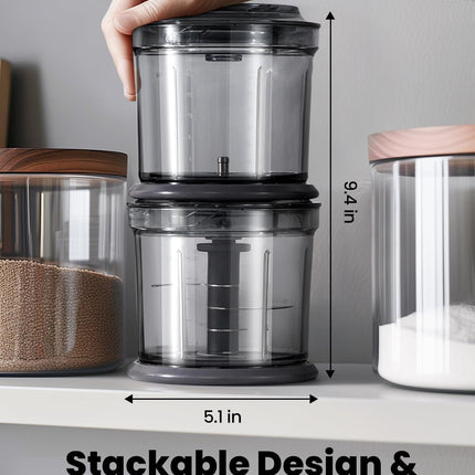 4-Cup Electric Food Processor with 2 Bowls, 2 Speeds, 4-Blade Meat Grinder Chopper