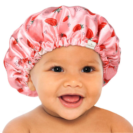 Baby Satin Bonnet Sleep Cap, Reversible Adjustable Silk Hat for Toddlers