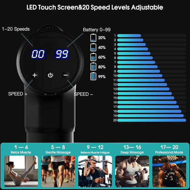 Professional Muscle Massage Gun with Carry Case for Athletes & Pain Relief