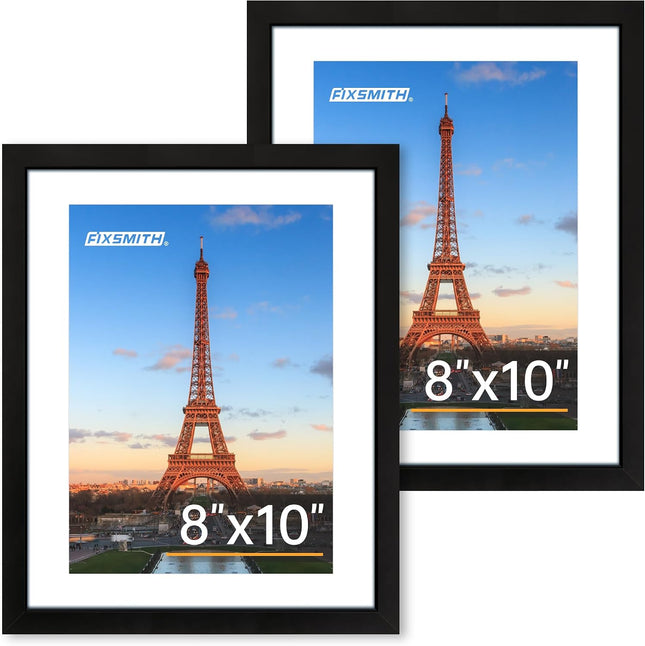 Set of 2 Black 8x10 Picture Frames with HD Plexiglass, Wall or Tabletop Display