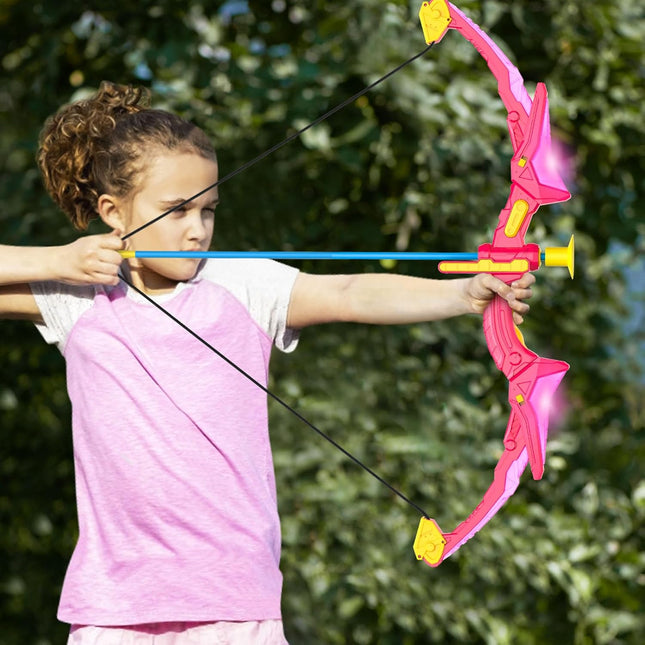 2 Pack Kids Bow and Arrow Set – Pink Light-Up Archery Toy with Foam Dart Blasters & Targets