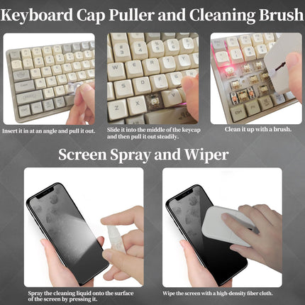 Laptop & Gaming Keyboard Cleaning Kit – 11-in-1 Electronics Spray & Tools