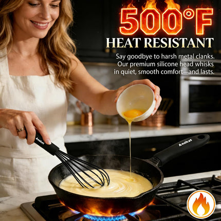 Black Silicone Balloon Whisk Heat Resistant Egg Milk Beater Non Stick Kitchen