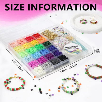 6000+PCS Polymer Clay Beads Kit 24 Colors for Jewelry Making DIY Crafts