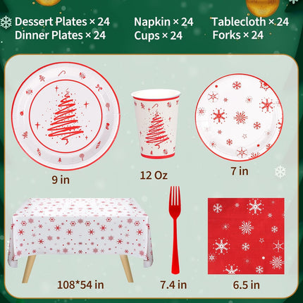Merry Christmas Party Plates and Napkins Disposable Holiday Tableware