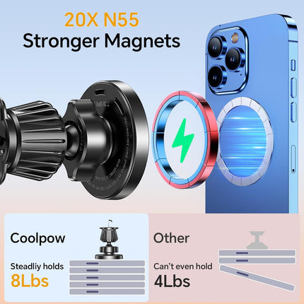 15W MagSafe Car Charger & Magnetic Phone Holder – Wireless iPhone Charging