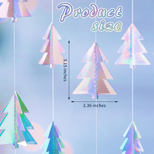 3PCS Iridescent Christmas Garland – 30ft 3D Paper Streamers for Holidays