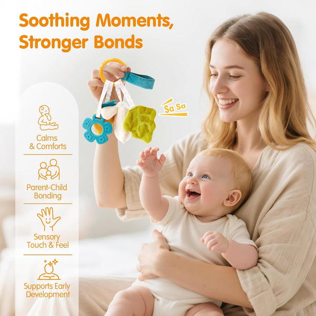 Baby Lovey Security Blanket – Plush Toy with Teether, Rattle & Crinkle, 0–12M