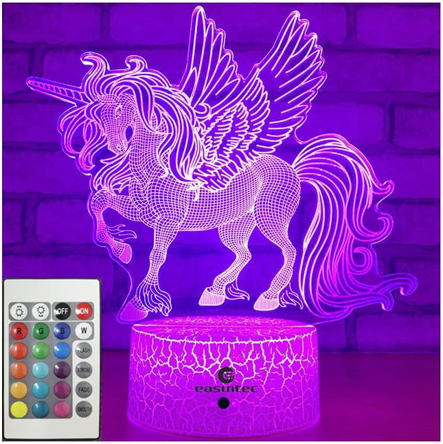 Unicorn Night Light for Kids – Remote & Touch, 7+16 Color Changing, Dimmable
