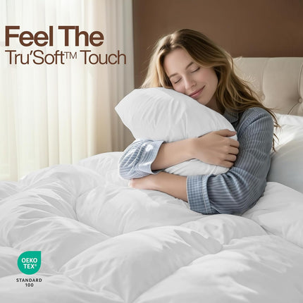 Queen Comforter 88x88 White, Soft Fluffy Down Alternative, All Season, Machine Wash