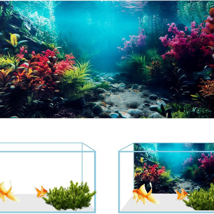3 Pack Aquarium Background 36x18 Inch Polyester Fish Tank Undersea Coral Scenery
