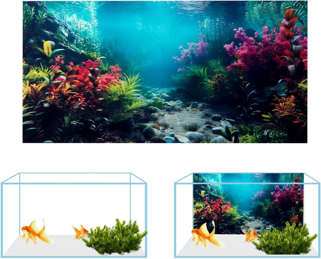 3 Pack Aquarium Background 36x18 Inch Polyester Fish Tank Undersea Coral Scenery