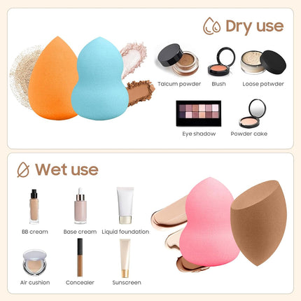 15PCS Multicolor Makeup Sponge Set, Latex-Free Wet/Dry Foundation Blending Sponges
