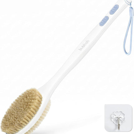 Blue Shower Back Scrubber Long Handle Double Sided Bristles Anti Slip Grip