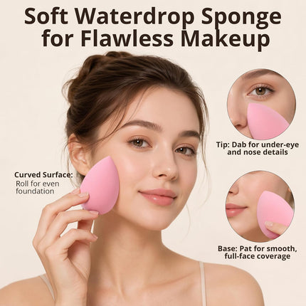 10-Pc Makeup Brush Set with 2 Blending Sponges, Face & Eye Brushes for Beginners