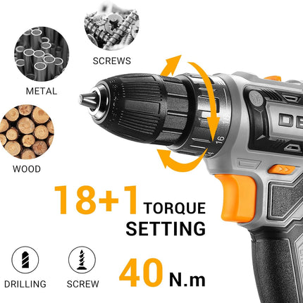 20V Cordless Power Drill Set – Electric Drill with Battery & Charger