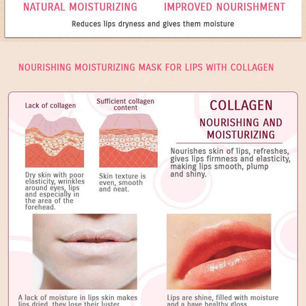 30PCS Collagen Lip Mask Patches Pink Gel Pads for Hydrating Dry Lips