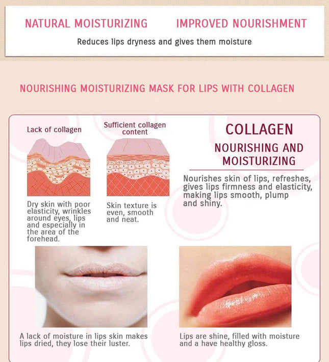 30PCS Collagen Lip Mask Patches Pink Gel Pads for Hydrating Dry Lips