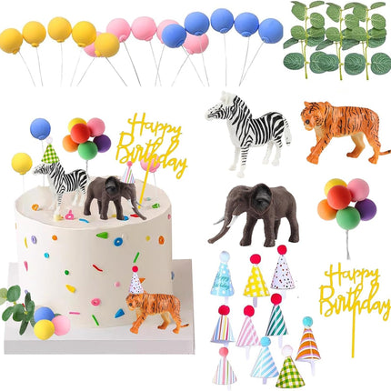 Safari Animal Cake Toppers – Jungle Themed Party Decorations for Birthday & Baby Shower