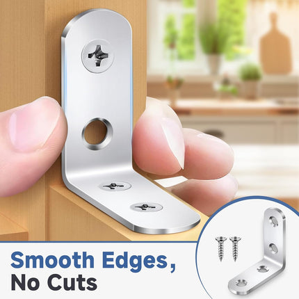 20PCS L Bracket Corner Braces – Stainless Steel, 90° for Shelves & Furniture