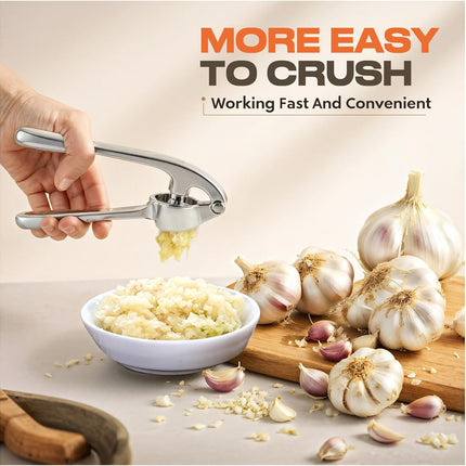 Kitchen Garlic Press Rust Proof Garlic Mincer Crusher Peeler Brush Matte