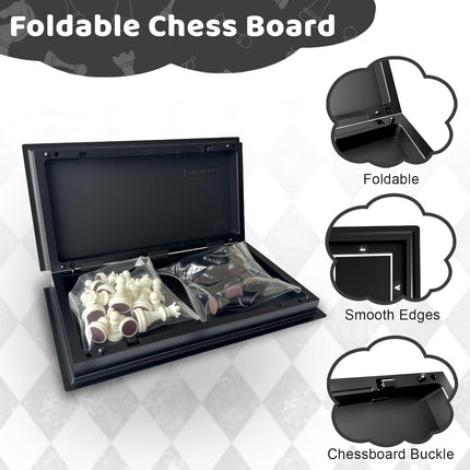 Travel Chess Set 10 Inch Magnetic Folding Board Game with Extra Queens