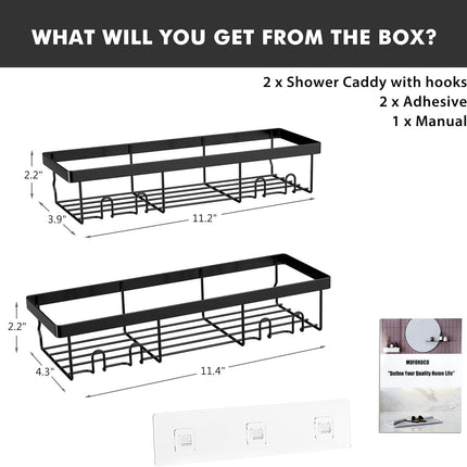 Self Adhesive Shower Caddy Shelf Organizer Rack for Bathroom Storage Black