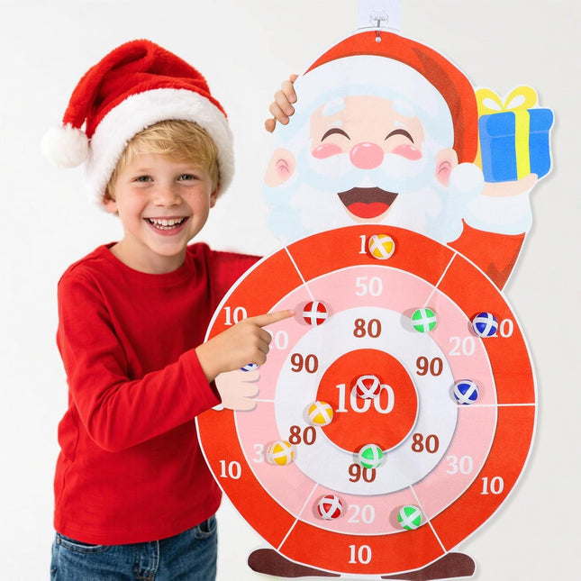 Christmas Party Game Set, Santa Claus Dart Board with Sticky Balls for Indoor Fun