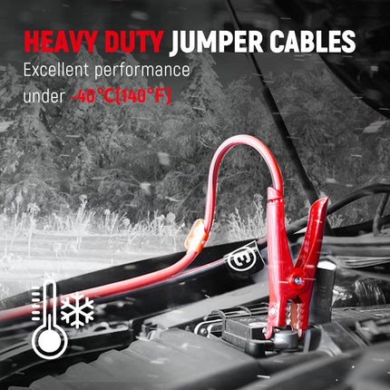 12 Feet 8 Gauge Jumper Cables – Heavy Duty for Jump Starting Car Batteries with Carry Bag