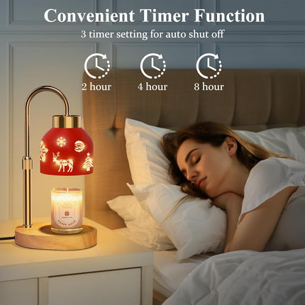 Christmas Candle Warmer Lamp with Timer, Dimmer, and Adjustable Height – Perfect Holiday Gift