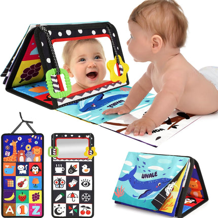 Tummy Time Toys – Black & White High Contrast Baby Mirror for Visual Stimulation