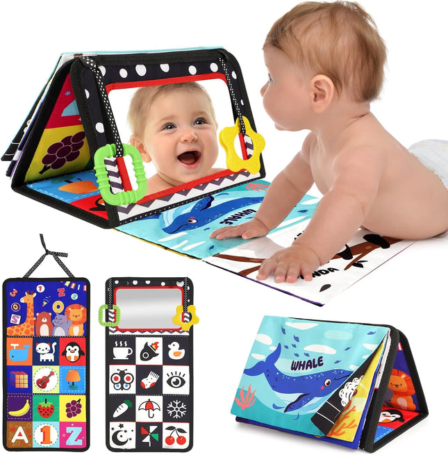 Tummy Time Toys – Black & White High Contrast Baby Mirror for Visual Stimulation