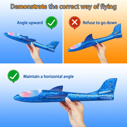 2-Pack LED Glider Airplanes – 17.5" Foam Flying Toy for Kids Ages 3–9