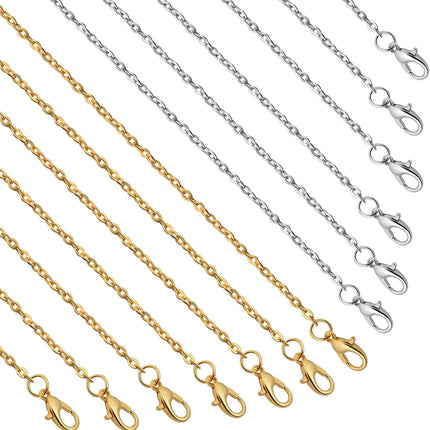 24 Pack Necklace Chains Bulk Gold Silver Plated DIY Jewelry 18 Inch Cable Link