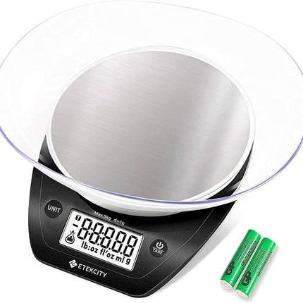5kg Digital Kitchen Scale with 0.1g Accuracy, Bowl, Grams & Ounces